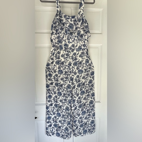 LOFT Pants - LOFT Trellis Garden Floral Sleeveless Wide Leg Jumpsuit size 0